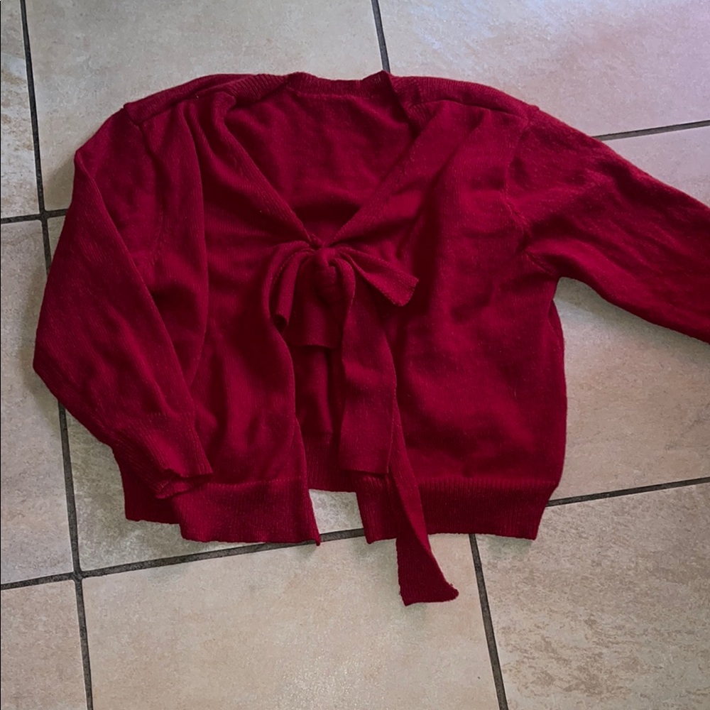 Women's Red Sweater with Bow Detail